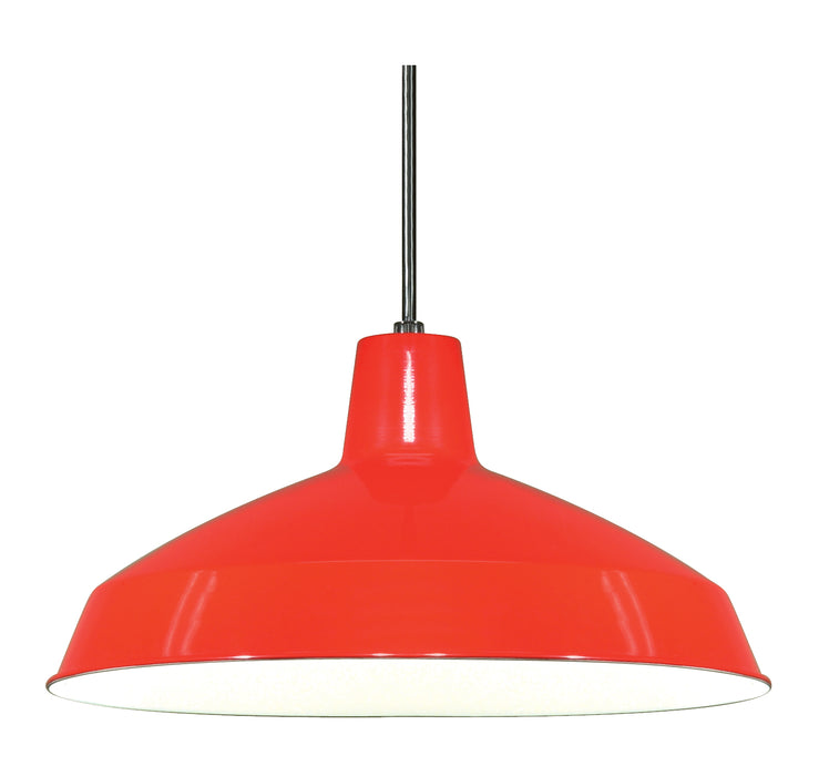 One Light Hanging Lantern in Red / White Interior