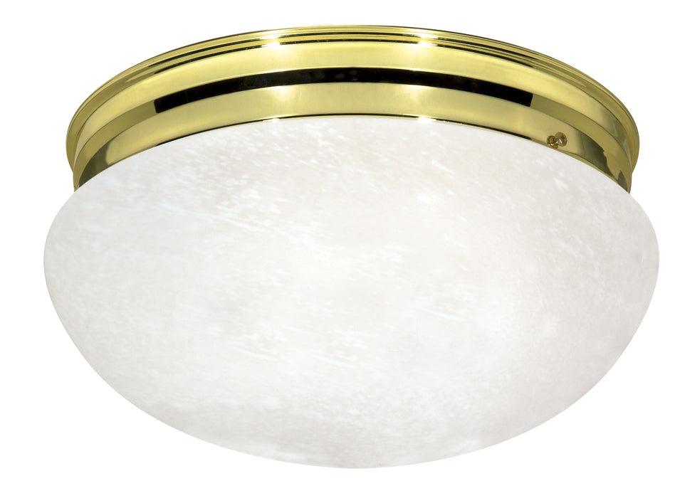 Two Light Flush Mount in Polished Brass