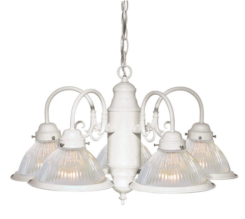 Five Light Chandelier in Textured White