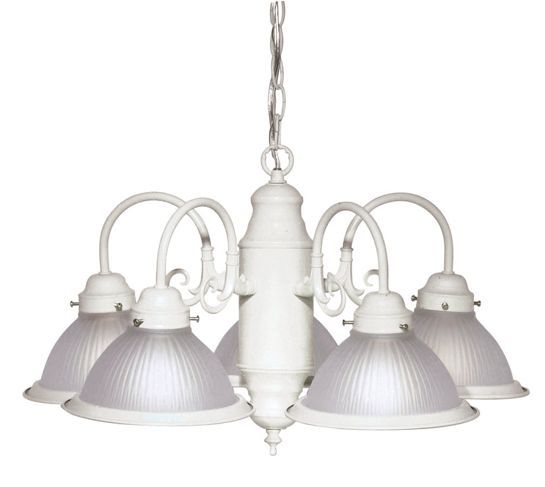 Five Light Chandelier in Textured White