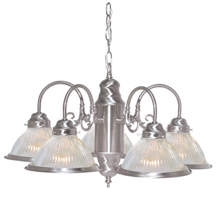 Five Light Chandelier in Brushed Nickel