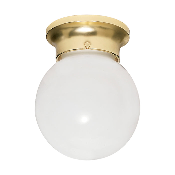 One Light Flush Mount in Polished Brass