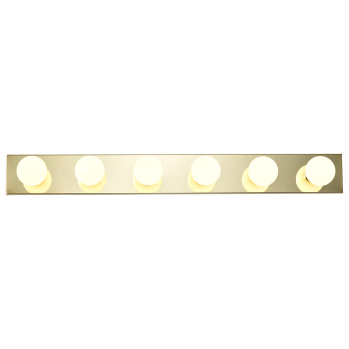 Six Light Vanity in Polished Brass