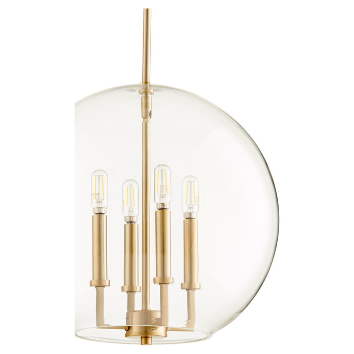 Myhouse Lighting Quorum - 873-4-80 - Four Light Pendant - 873 Globe Pendants - Aged Brass