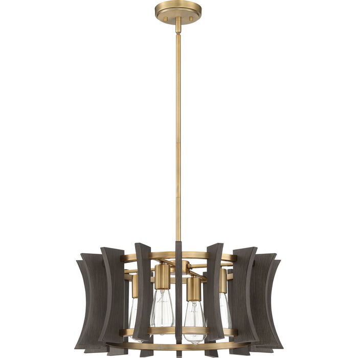 Myhouse Lighting Quoizel - QOP5196AB - Four Light Pendant - Cordelia - Aged Brass