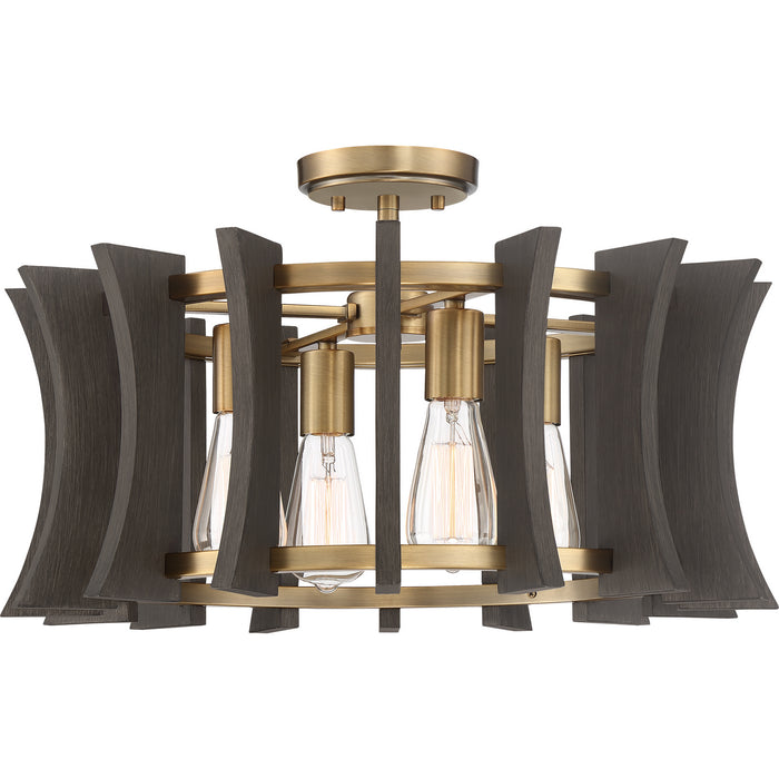 Myhouse Lighting Quoizel - QOP5196AB - Four Light Pendant - Cordelia - Aged Brass