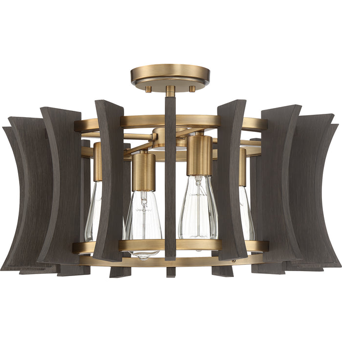 Myhouse Lighting Quoizel - QOP5196AB - Four Light Pendant - Cordelia - Aged Brass