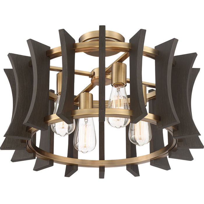 Myhouse Lighting Quoizel - QOP5196AB - Four Light Pendant - Cordelia - Aged Brass