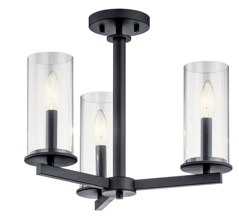 Myhouse Lighting Kichler - 43997BK - Three Light Chandelier/Semi Flush Mount - Crosby - Black