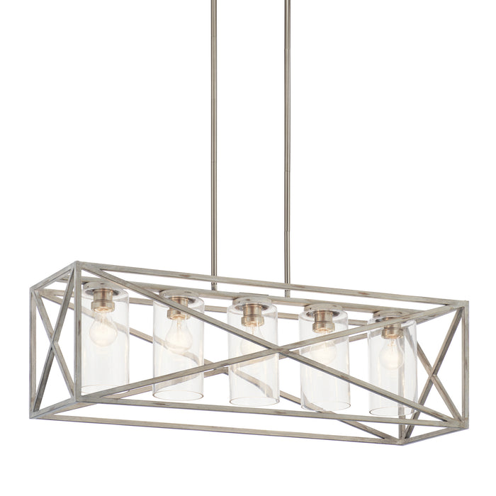 Myhouse Lighting Kichler - 44081DAW - Five Light Linear Chandelier - Moorgate - Distressed Antique White