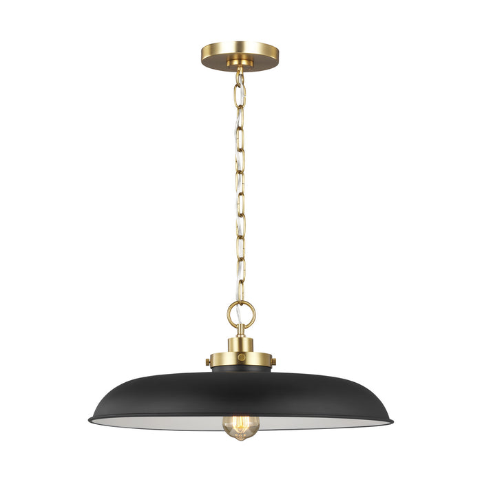 Myhouse Lighting Visual Comfort Studio - CP1231MBKBBS - One Light Pendant - Wellfleet - Midnight Black and Burnished Brass