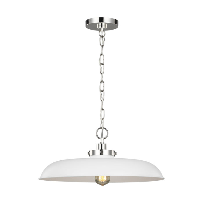 Myhouse Lighting Visual Comfort Studio - CP1231MWTPN - One Light Pendant - Wellfleet - Matte White and Polished Nickel