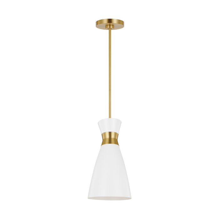 Myhouse Lighting Visual Comfort Studio - EP1221MWTBBS - One Light Pendant - Heath - Matte White and Burnished Brass