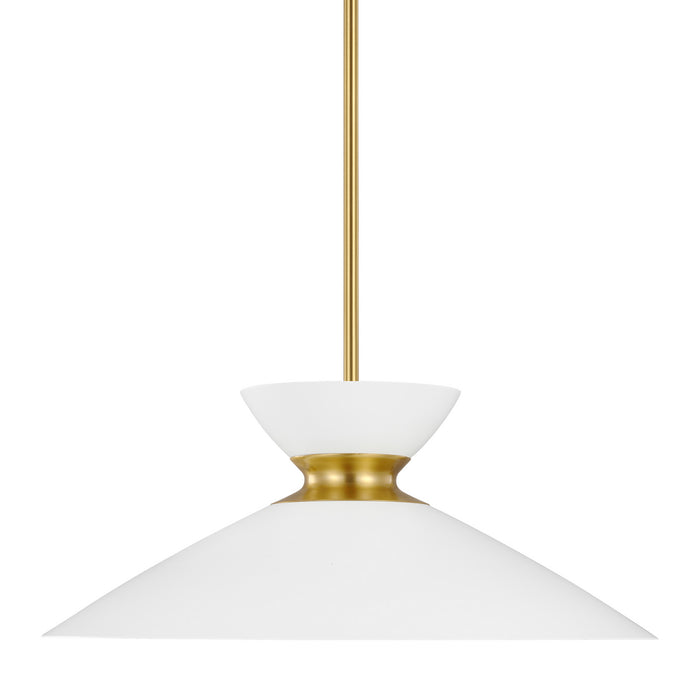 Myhouse Lighting Visual Comfort Studio - EP1231MWTBBS - One Light Pendant - Heath - Matte White and Burnished Brass