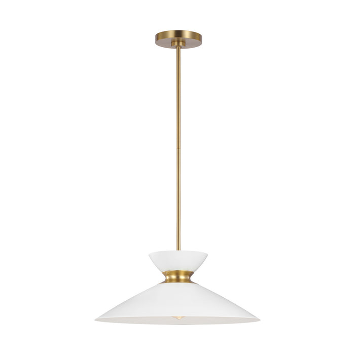 Myhouse Lighting Visual Comfort Studio - EP1231MWTBBS - One Light Pendant - Heath - Matte White and Burnished Brass