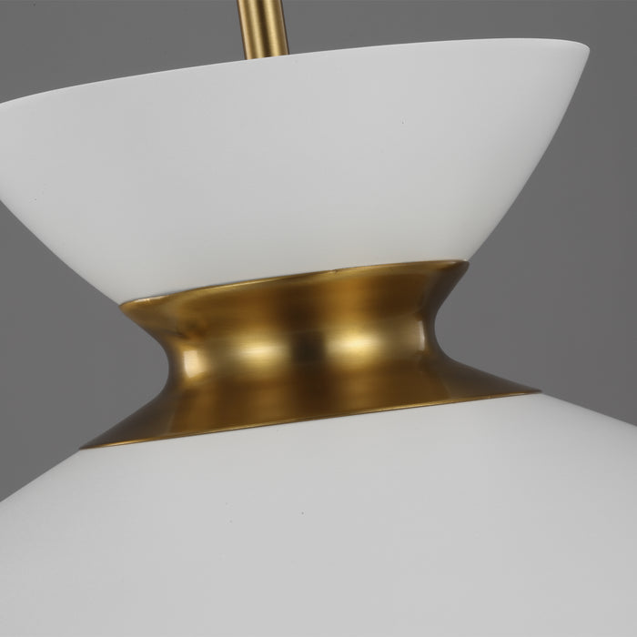 Myhouse Lighting Visual Comfort Studio - EP1231MWTBBS - One Light Pendant - Heath - Matte White and Burnished Brass