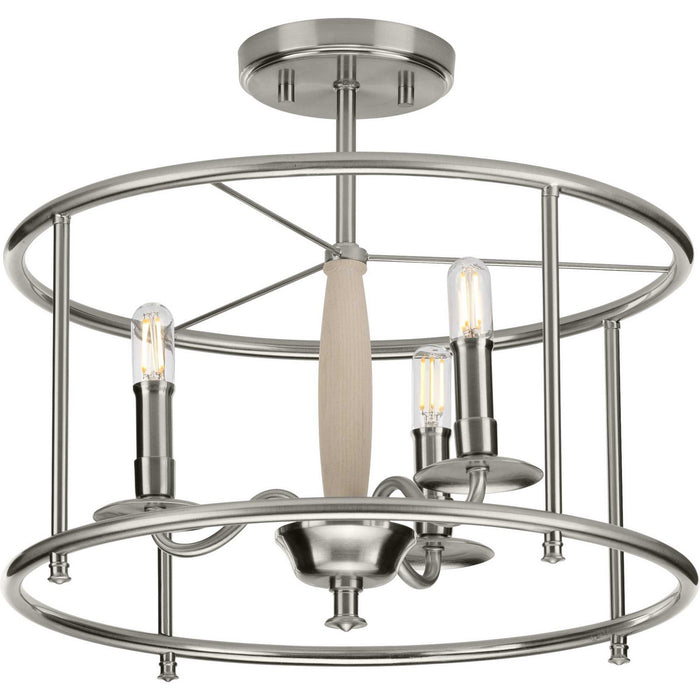 Myhouse Lighting Progress Lighting - P350150-009 - Three Light Semi Flush Convertible - Durrell - Brushed Nickel