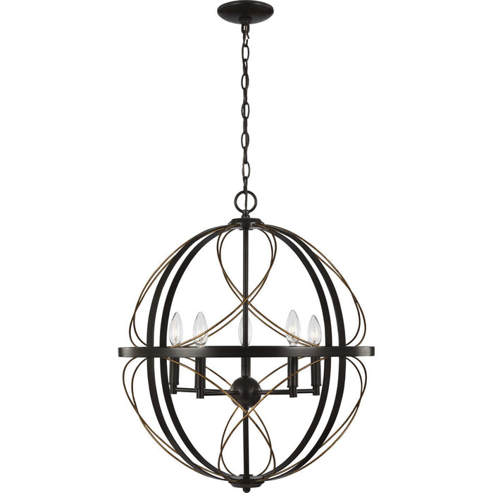 Myhouse Lighting Progress Lighting - P500287-020 - Five Light Pendant - Brandywine - Antique Bronze