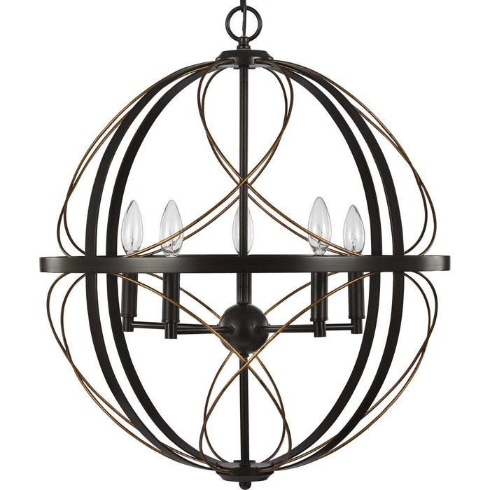 Myhouse Lighting Progress Lighting - P500287-020 - Five Light Pendant - Brandywine - Antique Bronze