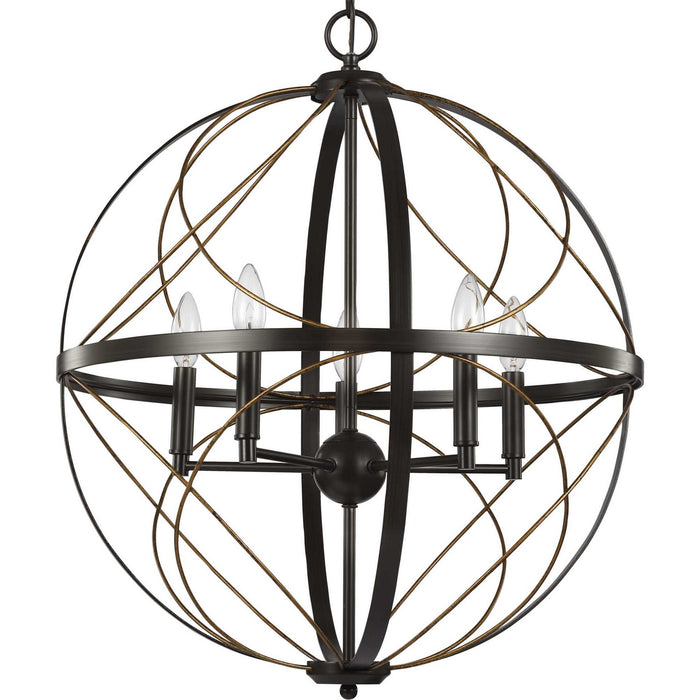 Myhouse Lighting Progress Lighting - P500287-020 - Five Light Pendant - Brandywine - Antique Bronze