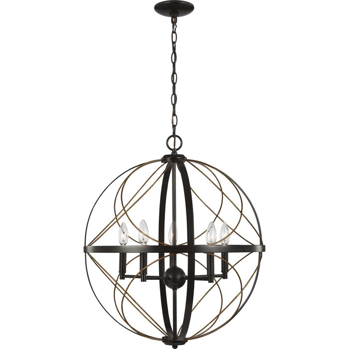 Myhouse Lighting Progress Lighting - P500287-020 - Five Light Pendant - Brandywine - Antique Bronze