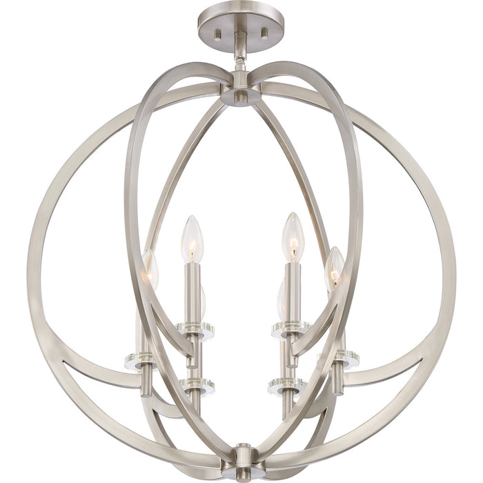 Myhouse Lighting Quoizel - ON1724BN - Six Light Semi-Flush Mount - Orion - Brushed Nickel