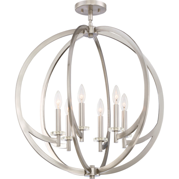 Myhouse Lighting Quoizel - ON1724BN - Six Light Semi-Flush Mount - Orion - Brushed Nickel