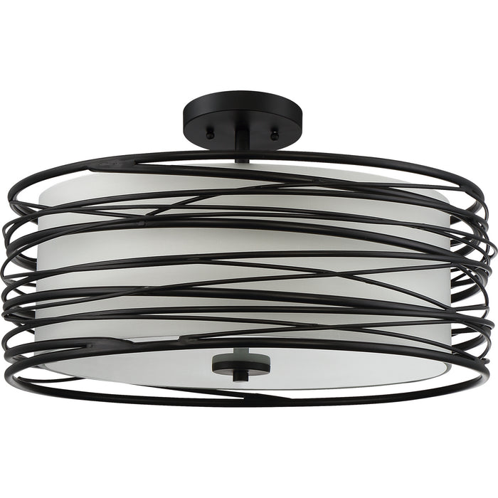 Myhouse Lighting Quoizel - SPL1720K - Three Light Semi-Flush Mount - Spiral - Mystic Black