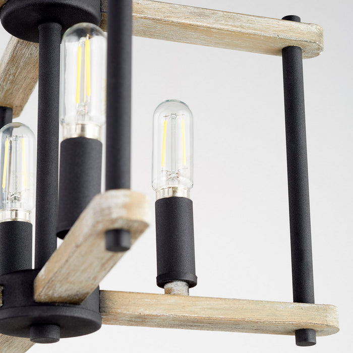 Myhouse Lighting Quorum - 3134-14-69 - Four Light Dual Mount - Silva - Textured Black w/ Weathered Oak Finish