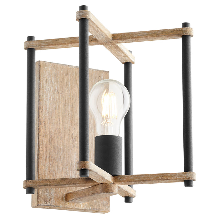 Myhouse Lighting Quorum - 5134-1-69 - One Light Wall Mount - Silva - Textured Black w/ Weathered Oak Finish