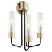 Myhouse Lighting Quorum - 595-3-6980 - Three Light Wall Mount - Helix - Textured Black w/ Aged Brass