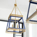 Myhouse Lighting Cyan - 10904 - Four Light Pendant - Blue And Aged Brass