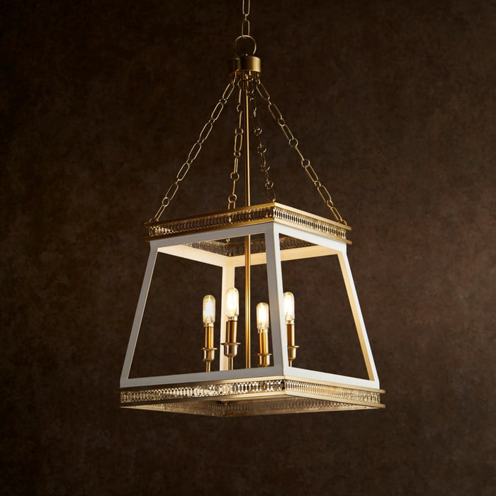 Myhouse Lighting Cyan - 10905 - Four Light Pendant - White And Aged Brass