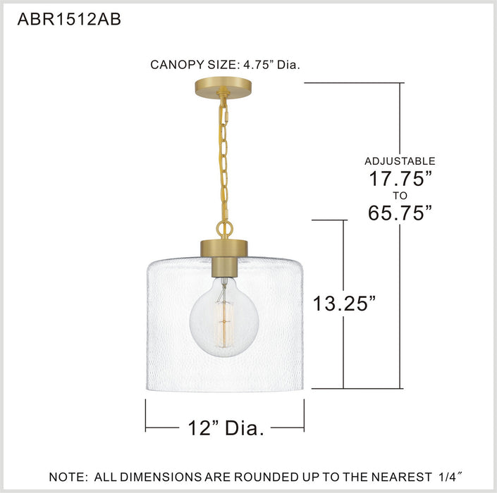 Myhouse Lighting Quoizel - ABR1512AB - One Light Mini Pendant - Abner - Aged Brass