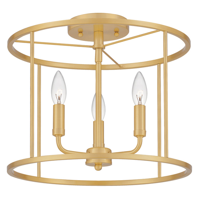 Myhouse Lighting Quoizel - ABR1714AB - Three Light Semi Flush Mount - Abner - Aged Brass