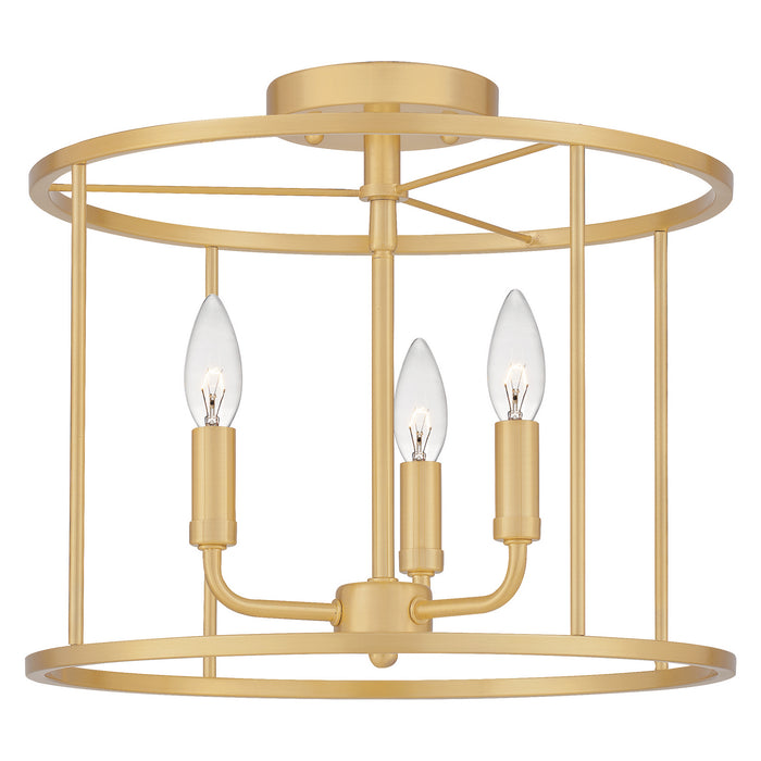 Myhouse Lighting Quoizel - ABR1714AB - Three Light Semi Flush Mount - Abner - Aged Brass