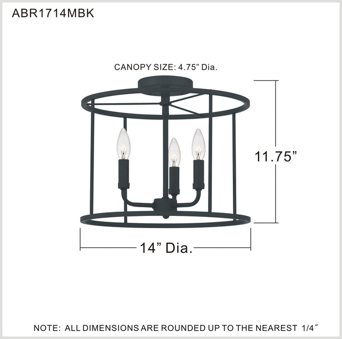 Myhouse Lighting Quoizel - ABR1714MBK - Three Light Semi Flush Mount - Abner - Matte Black