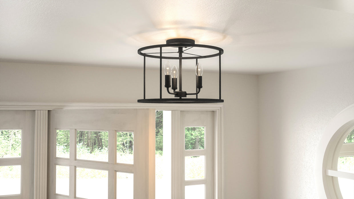 Myhouse Lighting Quoizel - ABR1714MBK - Three Light Semi Flush Mount - Abner - Matte Black