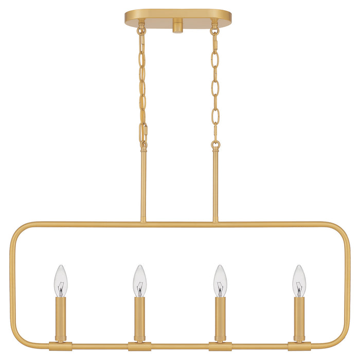 Myhouse Lighting Quoizel - ABR432AB - Four Light Linear Chandelier - Abner - Aged Brass