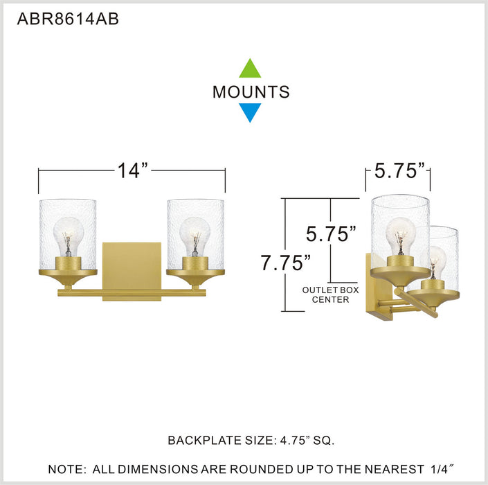 Myhouse Lighting Quoizel - ABR8614AB - Two Light Bath - Abner - Aged Brass