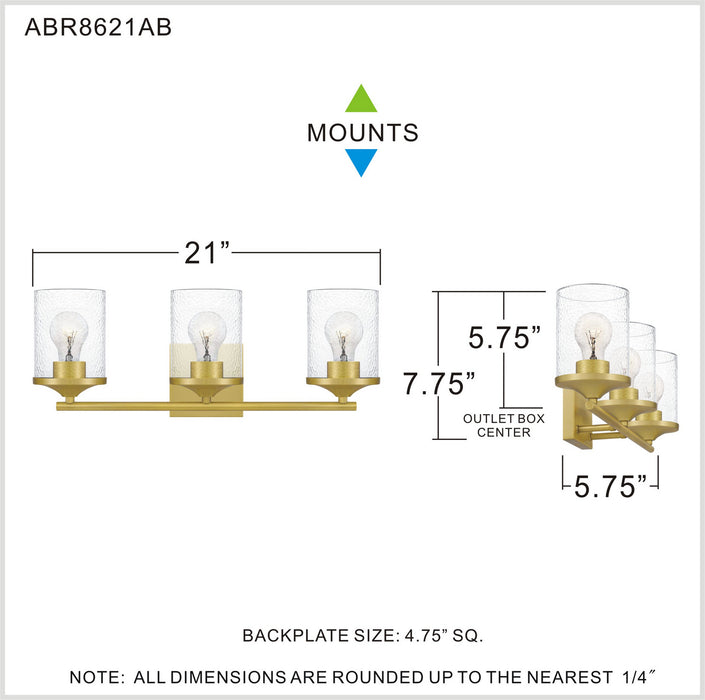 Myhouse Lighting Quoizel - ABR8621AB - Three Light Bath - Abner - Aged Brass