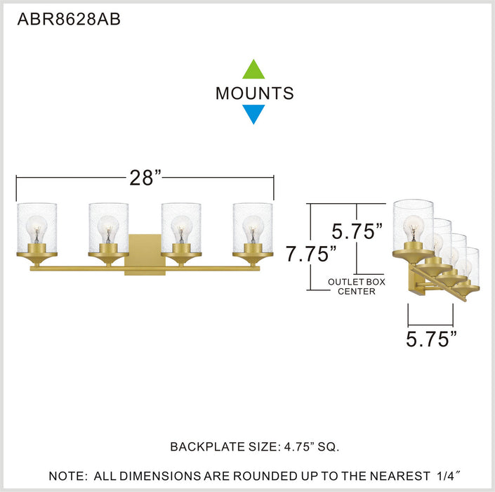 Myhouse Lighting Quoizel - ABR8628AB - Four Light Bath - Abner - Aged Brass