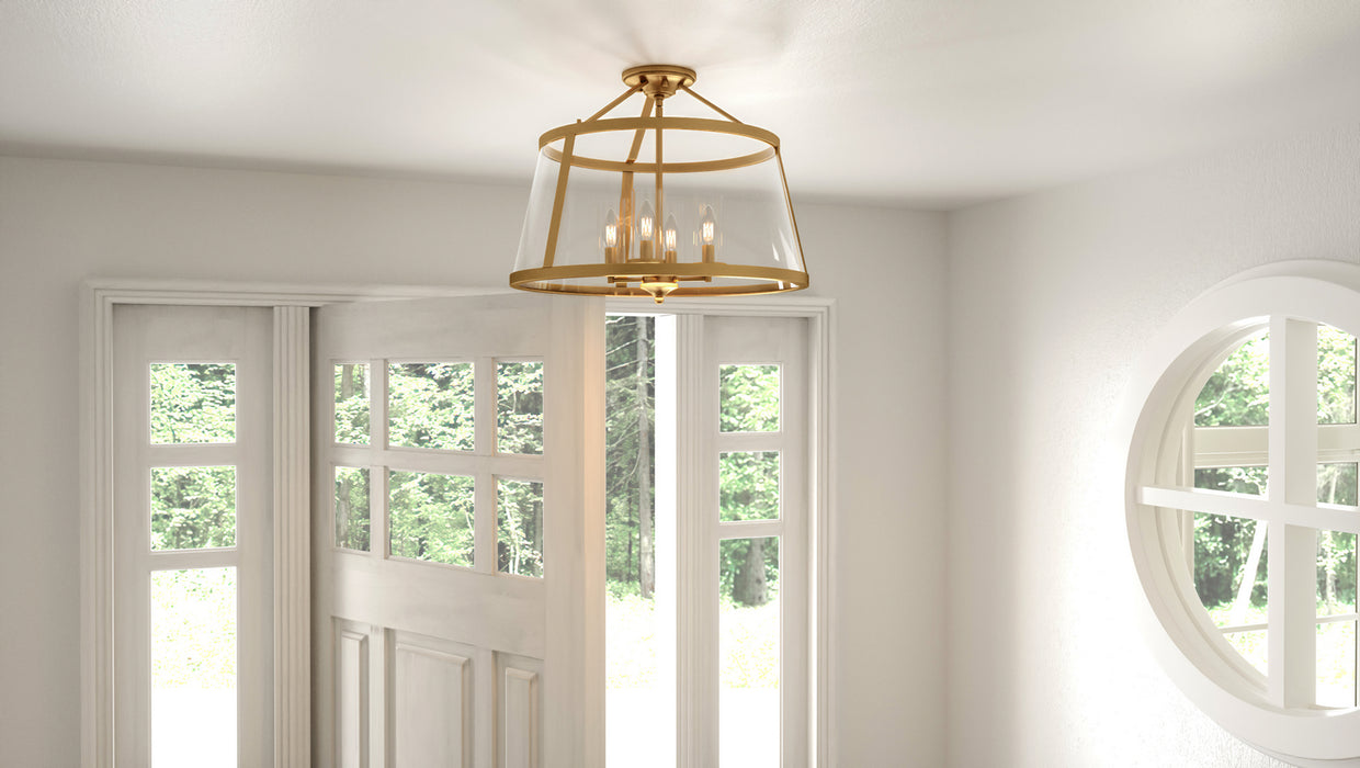 Myhouse Lighting Quoizel - BAW1716WS - Four Light Semi-Flush Mount - Barlow - Weathered Brass