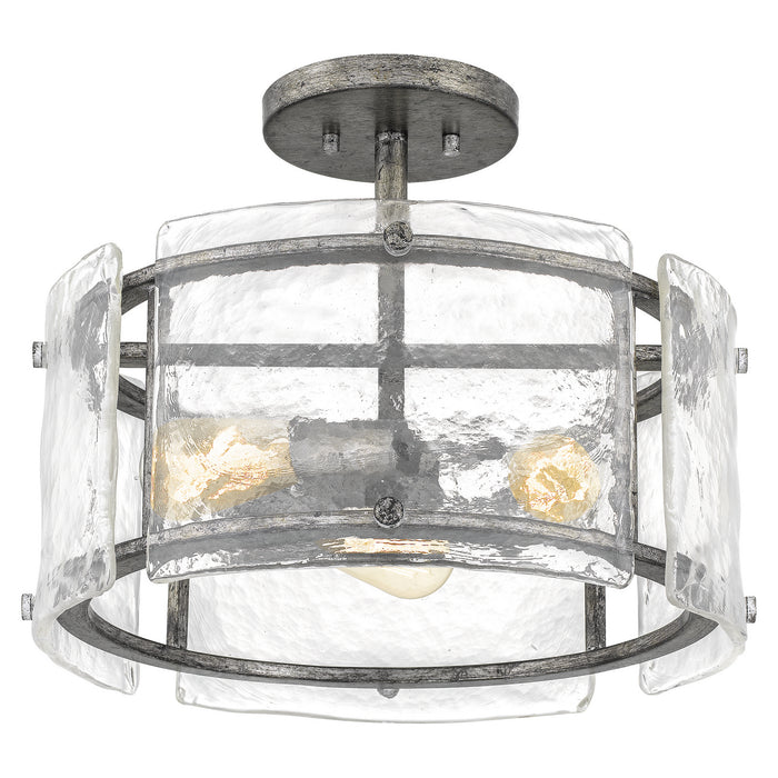 Myhouse Lighting Quoizel - FTS1716MM - Three Light Semi Flush Mount - Fortress - Mottled Silver