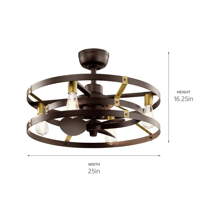 Myhouse Lighting Kichler - 300040SNB - 13"Ceiling Fan - Cavelli - Satin Natural Bronze