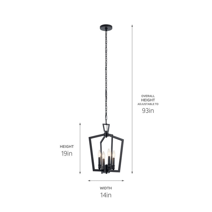 Myhouse Lighting Kichler - 43498BK - Four Light Pendant - Abbotswell - Black