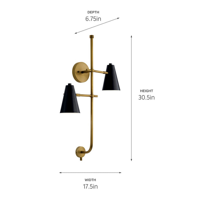 Myhouse Lighting Kichler - 52174BK - Two Light Wall Sconce - Sylvia - Black