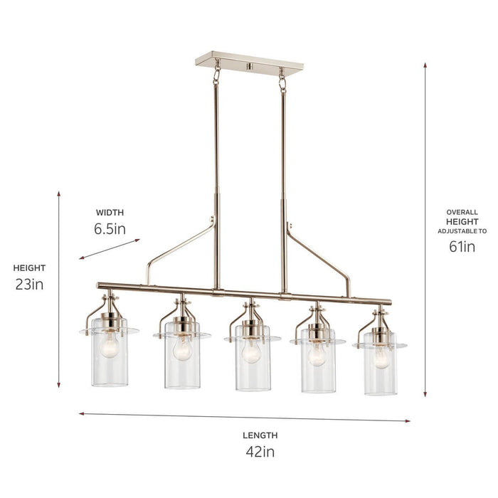 Myhouse Lighting Kichler - 52379PN - Five Light Linear Chandelier - Everett - Polished Nickel