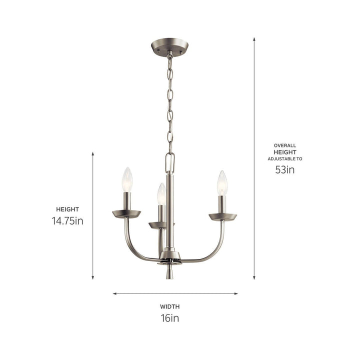 Myhouse Lighting Kichler - 52383NI - Three Light Mini Chandelier - Kennewick - Brushed Nickel