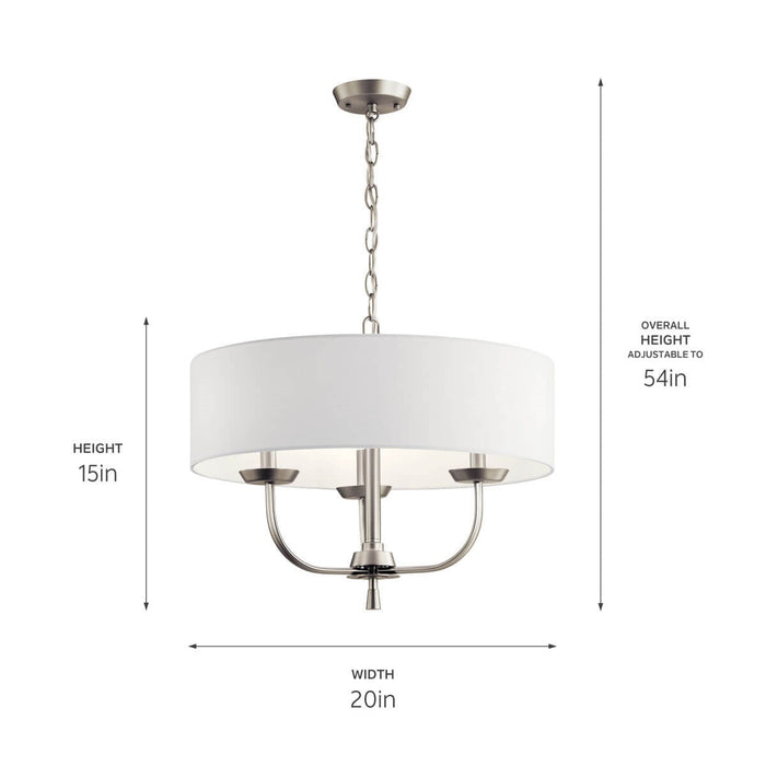 Myhouse Lighting Kichler - 52384NI - Three Light Chandelier - Kennewick - Brushed Nickel